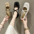 Square Toe Casual Brief Strap Block Heels